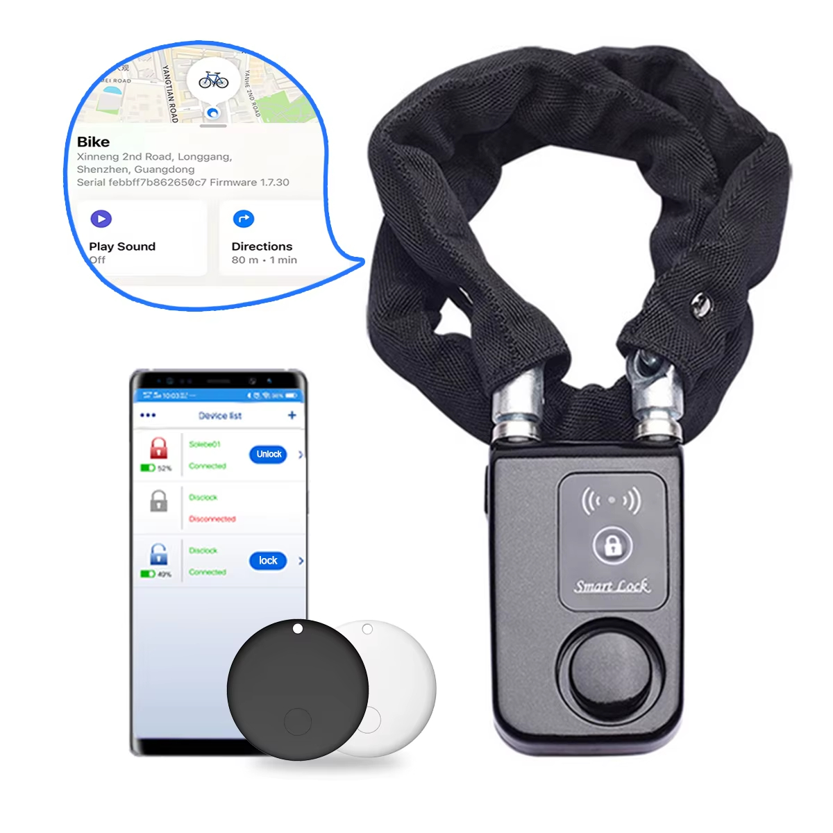 110dB Alarm Bike Chain Lock wi - Commuter Bike Lock ulasan dan harga